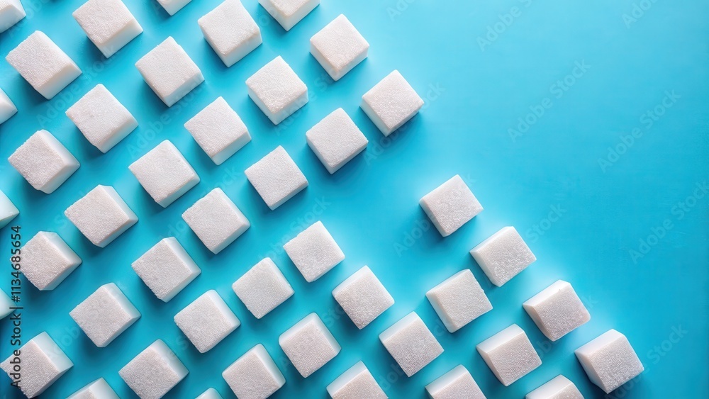 Aufkleber a pattern of white cubes against a blue background, creating a visual representation of minimalist d