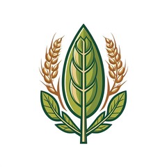 Green Leaf and Wheat Emblem 