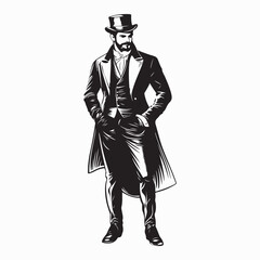 Victorian gentleman image vector. Young confident man victorian image vector isolated on white background.