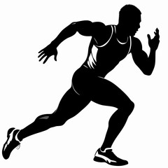 Sprinter in action, determined and powerful, racing forward, isolated background