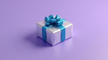 Obraz premium Large Gift Box with Blue Ribbon