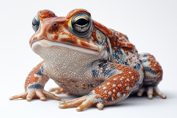 Toad Watercolor Illustration with Detailed Texture on White Background