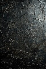 Abstract Black Textured Surface Showing Deep Cracked Paint