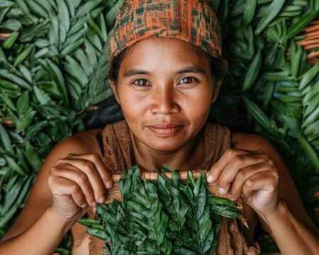 A minimalist backpacker crafting souvenirs in remote villages, crafting meets exploration as a traveler's journey unfolds through artful creation in distant lands, embracing local traditions and