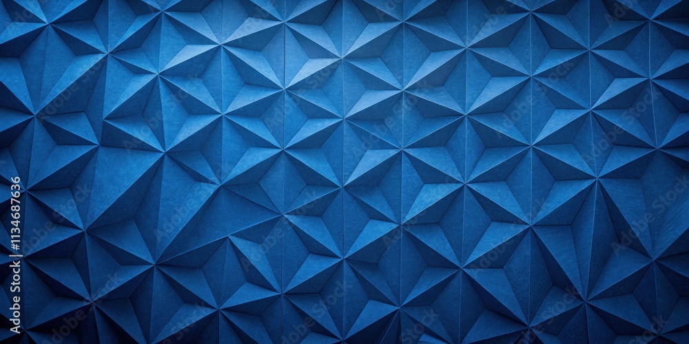 Fototapete abstract geometric pattern of folded blue paper triangles with a subtle depth and texture