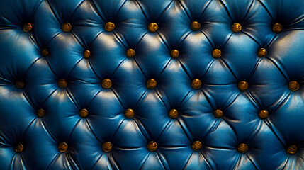 Blue tufted leather upholstery texture background.