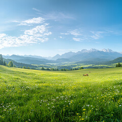 Fototapeta premium Meadow serenity mountain view