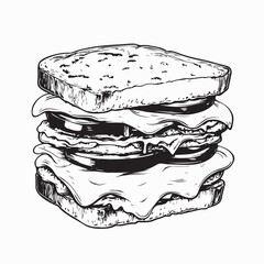 Sandwich with cheese and tomato image vector isolated on white background