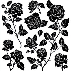 Black rose patterns with intricate details and elegant designs