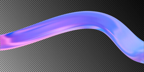 Holographic flowing ribbon in gradient pink and blue tones