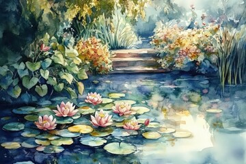 A vibrant portrayal of nature's tranquility in watercolor