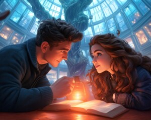 Immerse yourself in captivating social reading moments with Book lovers connecting over shared stories in a vibrant library dynamic social reading See people engaged in book clubs Explore the magic