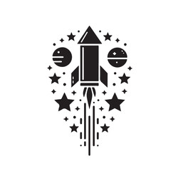 firework rocket silhouette vector illustration