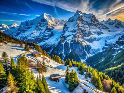 Avalanche Protection Structures Amidst Majestic Mountain Landscapes: A Stunning Display of Engineering and Nature’s Power in High Elevation Environments