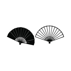 two black and white illustrations of a fan