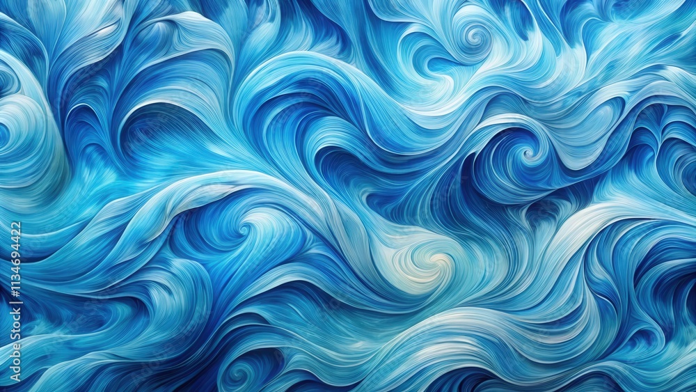 Poster Abstract Swirling Blue and White Abstract Art A mesmerizing pattern of interwoven waves and spirals in shades of blue and white, creating a dynamic and visually engaging abstract artwork.