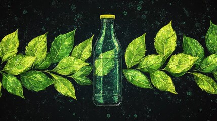 Logo features green leaf design alongside transparent beverage bottle representing commitment sustainability and refreshing eco friendly products ideal for branding and marketing.