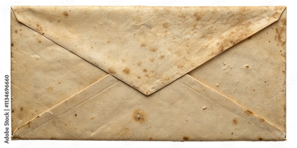 Poster an aged and worn envelope with a folded flap, revealing the signs of time through its faded color an