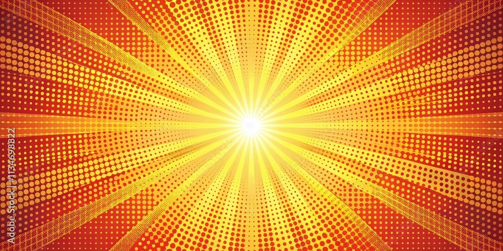 Poster a radiant golden burst of light emerging from a central point surrounded by a swirling pattern of ye