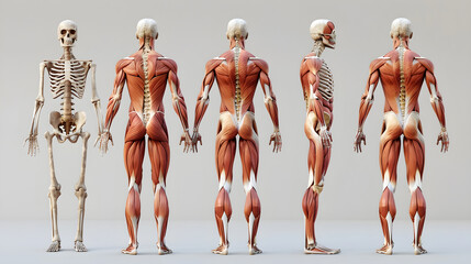 Detailed Illustration of the Human Musculoskeletal System: Bones, Muscles, and Joints