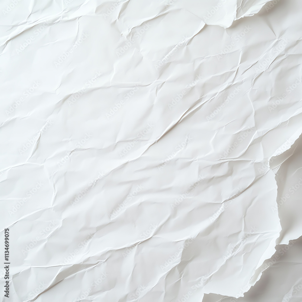 Poster a textured, crumpled white paper surface with intricate patterns and folds.