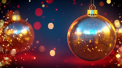 Fototapeta premium Merry Christmas 4k background, Christmas tree and bauble ball at New Years eve animation, New Year and Christmas eve social media motion background.