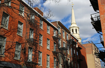 Escape stairs on red building - Philadelphia, Pennsylvania
