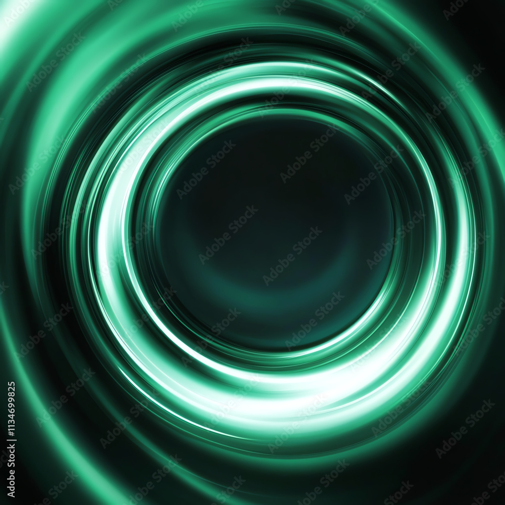 Poster abstract green light swirl design creating a vibrant, modern visual effect.