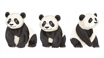 Obraz premium Adorable Cute Panda Vector Illustration Isolated on White Background