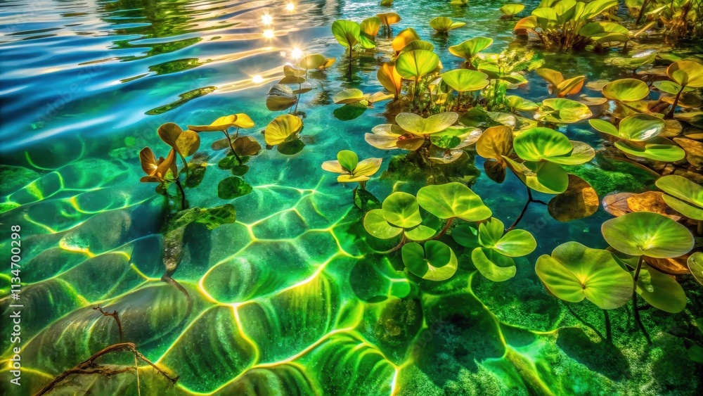 Aufkleber sunlight filtering through the water creates a mesmerizing pattern of light and shadow on the surfac
