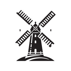 windmill  silhouette vector illustration
