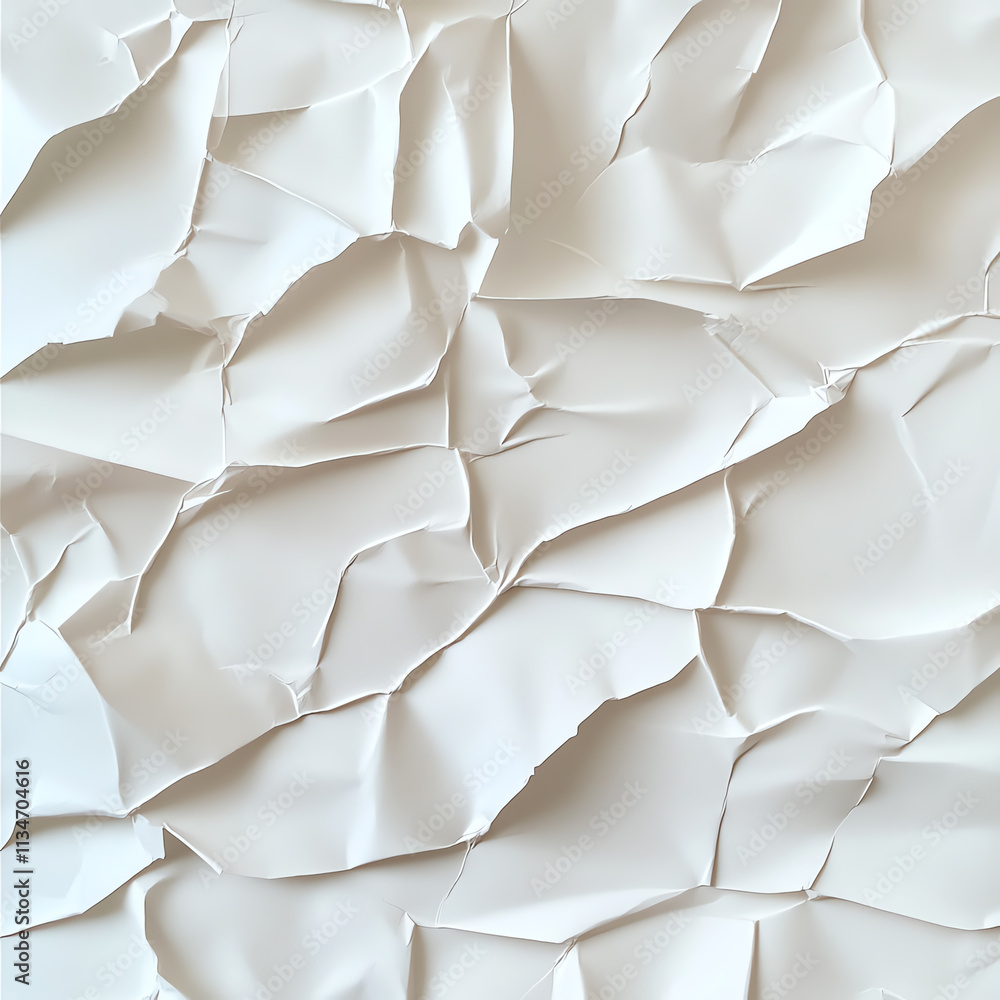 Poster abstract texture of crumpled white paper, perfect for backgrounds and design projects.