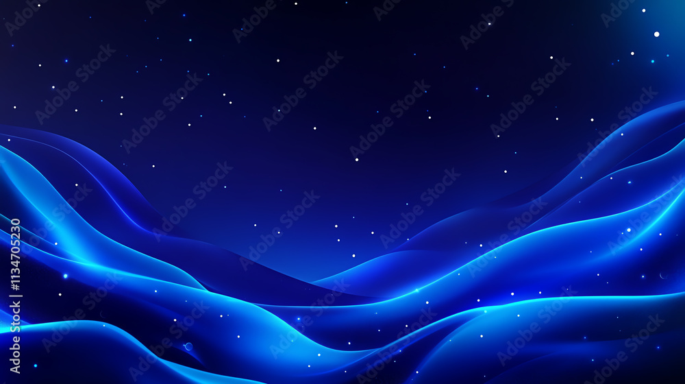 Aufkleber a serene abstract wave design in deep blue, creating a calming visual experience.