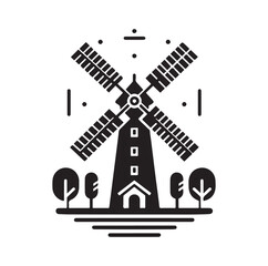 windmill  silhouette vector illustration