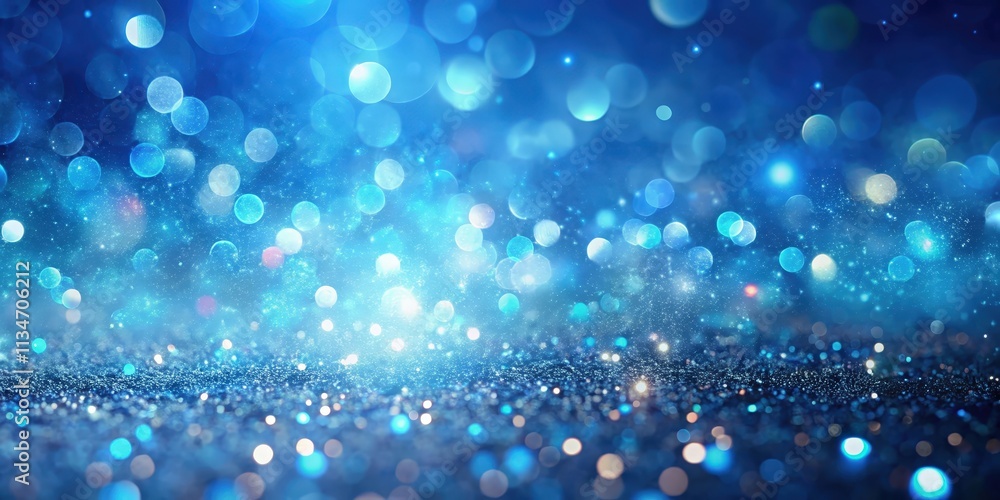 Aufkleber A sparkling blue bokeh backdrop with a layer of glittering dust