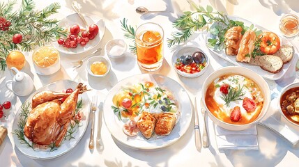 new year and celebration and festivity concept. Exquisite Table Setting for Festive Holiday Feast
