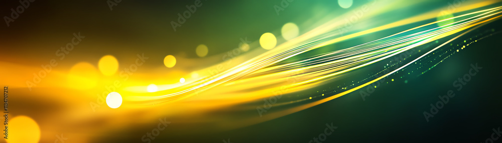 Poster vibrant flowing lines in green and yellow create a visually stunning abstract background.
