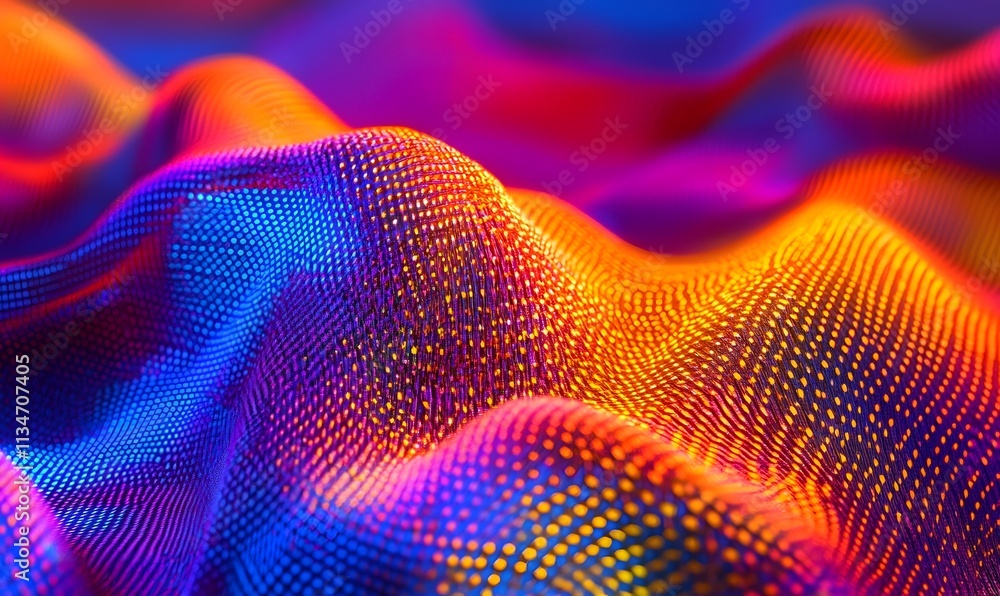 Fototapete abstract digital wave with bright colors and dot pattern.