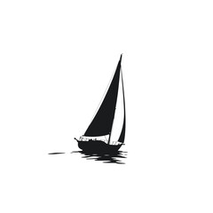 Silhouette of sailboat with white background