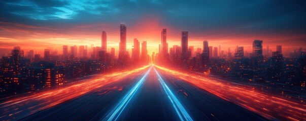 Futuristic Digital Background for Technology, AI, Cyberpunk, Data Transfer, Neural Networks, Encryption, Multimedia, Communication, Virtual Networks