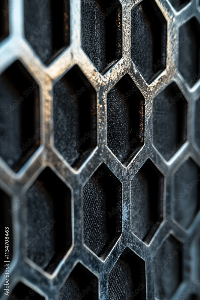 Aufkleber detailed close-up of a hexagonal patterned metal grille showcasing texture and design