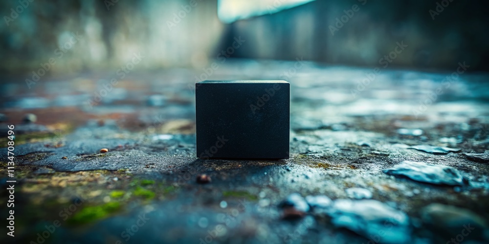 Aufkleber black square grunge art with tilt-shift photography effect for unique abstract backgrounds and textu