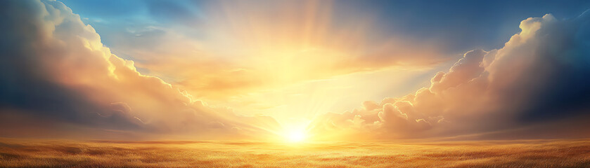 Fototapeta premium Stunning sunrise view over clouds, showcasing orange and blue hues in the sky.