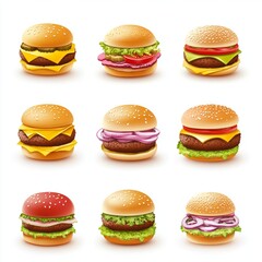 Set of 3D pictures of food