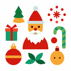 set of christmas elements on white background