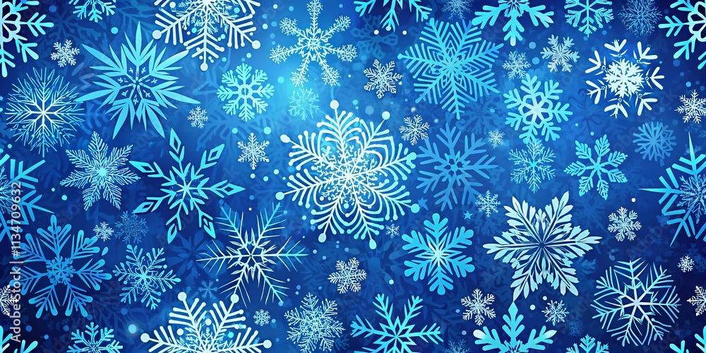 Aufkleber blue christmas tiling background featuring intricate snowflakes for festive designs and holiday them