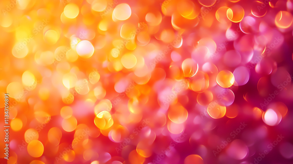 Poster a vibrant abstract background featuring colorful bokeh effects in warm hues.