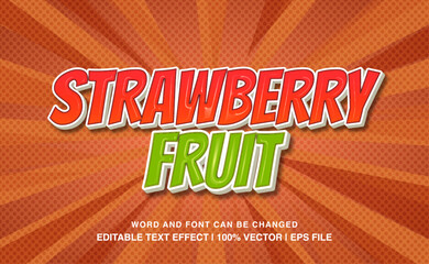 editable 3d bold strawberry fruit typeface
