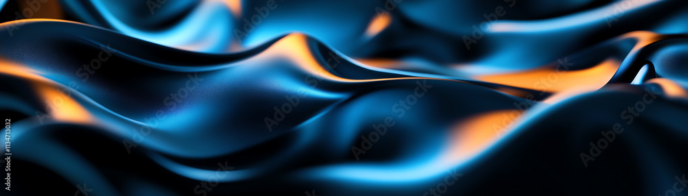 Poster a close-up view of shimmering blue and orange waves, creating a dynamic visual effect.