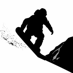 Naklejka premium Silhouette of a snowboarder doing a trick in the snow.
